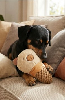 Плюшева іграшка для собаки з пищалкою у формі капібари в ріжку - коричневий