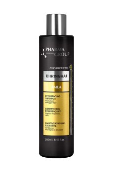 Уценка! Омолаживающий шампунь Pharma Group Bhringraj + Amla Resurfacing Shampoo для ослабленных и поврежденных волос, 250 мл