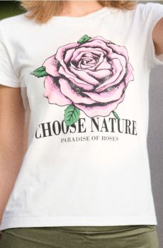 Футболка з принтом - кремовий