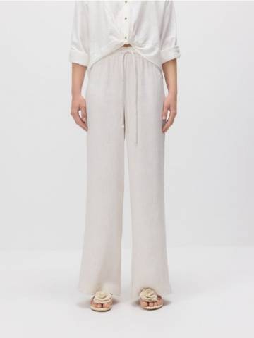 Reserved - Вільні штани з зав’язками - кремовий - ZR464-01X