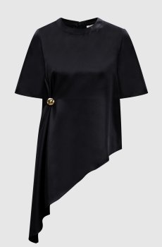 Черная ассиметричная блуза MADEA из шелка