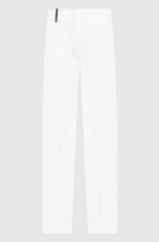 Белые брюки с брендовым патчем