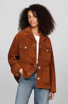 Женская рыжая замшевая куртка MD SUEDE AMERICANA Рыжий XS Tommy Hilfiger WW0WW42392