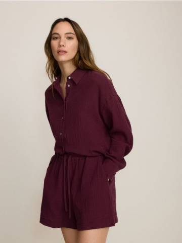 Reserved - Шорти з бавовняного мусліну - буряковий - 267BV-83X