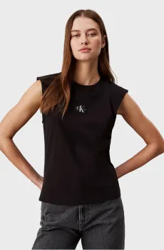 Женский черный топ WOVEN LABEL LOOSE MUSCLE TEE Черный XS Calvin Klein Jeans J20J223560