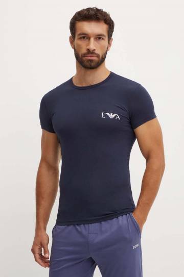 Футболка лаунж Emporio Armani Underwear 2 шт цвет зелёный с принтом 111670 4F715 Футболка лаунж Emporio Armani Underwear 2 шт цвет зелёный с принтом 111670 4F715