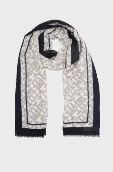 Женский белый шарф с узором MONOGRAM Белый ONESIZE Tommy Hilfiger AW0AW18687
