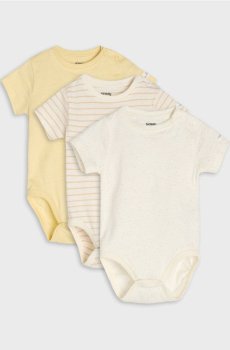 Набір з 3 бавовняних боді - кремовий