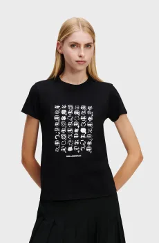 Женская черная футболка IKON SEASONAL LOGO Черный S Karl Lagerfeld A1W17124