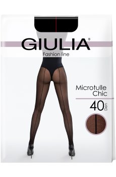 Фантазийные колготки женские Giulia Microtulle Chic без шортиков, 40 DEN, Nero/Red, размер 2