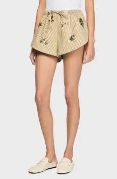 Женские оливковые шорты в полоску Оливковый 36 Sandro SFPSH00628_Olive Green