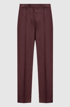 Бордовые брюки из льна
