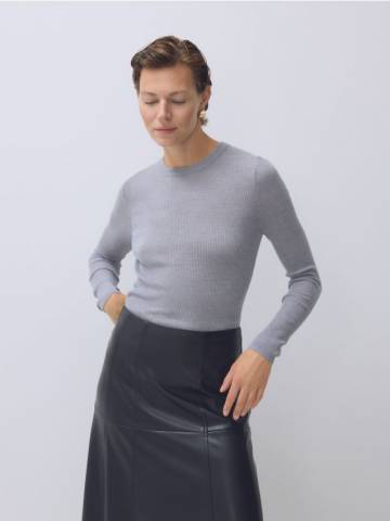 Reserved - Блузка з вовни мерино - світло-сірий - 442HG-09M