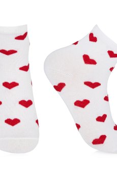 Носки женские AmiGA средние, белые, с сердцами, размер 23-25