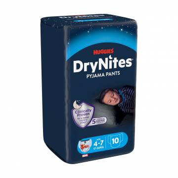 Ночные трусики-подгузники Huggies DryNites для мальчиков, 4-7 лет, (17-30 кг), 10 шт Ночные трусики-подгузники Huggies DryNites для мальчиков, 4-7 лет, (17-30 кг), 10 шт