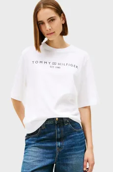 Женская белая футболка CORP LOGO Белый M Tommy Hilfiger WW0WW47811