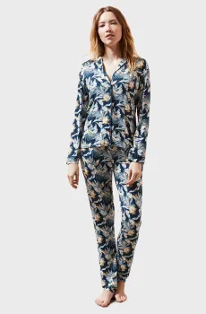 Женская синяя рубашка с узором JOLEEN Синий M Etam 6523005