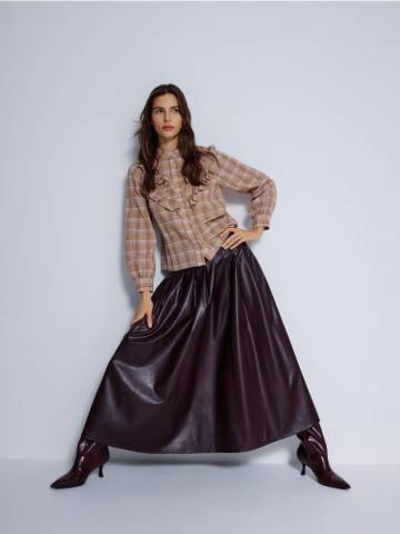 Reserved - Спідниця зі штучної шкіри - burgundy - 930FS-53X Reserved - Спідниця зі штучної шкіри - burgundy - 930FS-53X