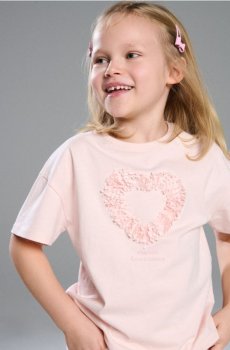 Бавовняна футболка з 3D аплікацією - рожевий