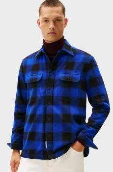 Мужская темно-синяя рубашка в клетку FLANNEL Синий L Tommy Hilfiger MW0MW40483