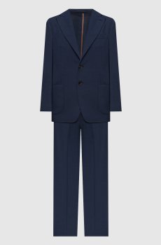 Синий костюм из шерсти
