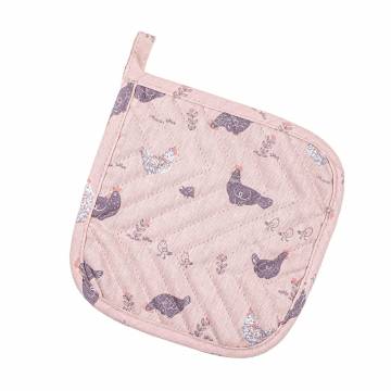 Прихватка кухонная Home Line Прогулка с цыплятами, розовая/баклажан, 20*20 см (полупанама) (183232) Прихватка кухонная Home Line Прогулка с цыплятами, розовая/баклажан, 20*20 см (полупанама) (183232)