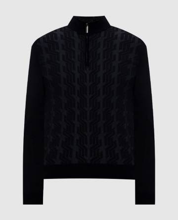 Черный джемпер с кашемиром и шелком в узор