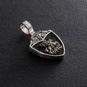 Серебряный кулон "Св. Георгий Подебедоносец" с эбеновым деревом 974 Серебряный кулон "Св. Георгий Подебедоносец" с эбеновым деревом 974