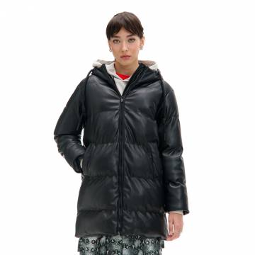 Cropp - Стьобане пальто з капюшоном - чорний Cropp - Стьобане пальто з капюшоном - чорний