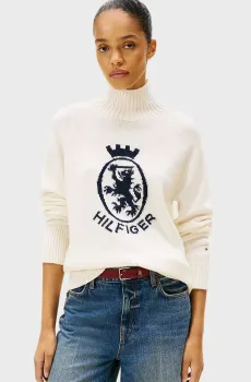 Женский белый шерстяной гольф GRAPHIC Белый S Tommy Hilfiger WW0WW46434