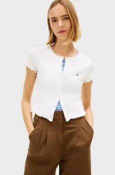 Женский белый топ RIB Белый S Tommy Jeans DW0DW20377