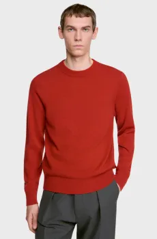 Мужской терракотовый кашемировый джемпер Красный XL Sandro SHPTR00854_Burnt Orange