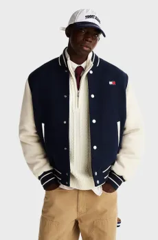 Мужской темно-синий бомбер TJM WOOL BLEND VARSITY JKT EXT Синий L Tommy Jeans DM0DM20216