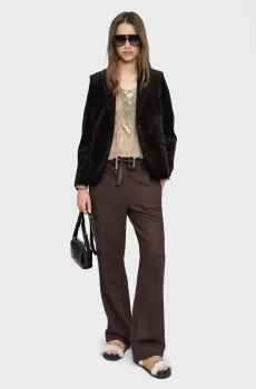 Женские коричневые брюки Poma Коричневый 36 ZADIG&VOLTAIRE WWPA01878_DARK CHOCOLATE