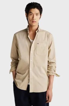 Мужская бежевая рубашка GMD TWILL SOLID Бежевый M Tommy Hilfiger MW0MW37582