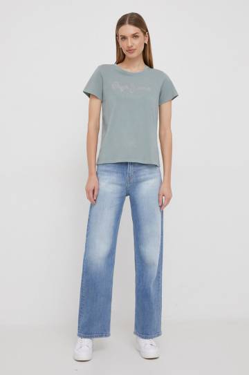Хлопковая футболка Pepe Jeans HAILEY женская цвет зелёный PL505749 Хлопковая футболка Pepe Jeans HAILEY женская цвет зелёный PL505749