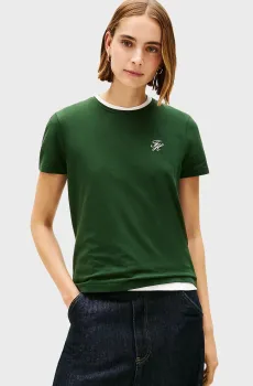 Женская зеленая футболка SCRIPT Зеленый M Tommy Hilfiger WW0WW47809