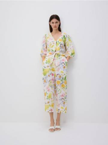 Reserved - Візерунчасті штани з льоном - різнобарвний - 073GP-MLC