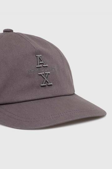 Хлопковая кепка Armani Exchange цвет серый с аппликацией 954220 4F101 Хлопковая кепка Armani Exchange цвет серый с аппликацией 954220 4F101