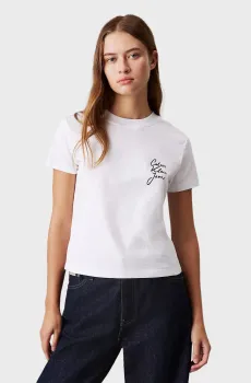 Женская белая футболка SCRIPT INSTITUTIONAL BABY TEE Белый M Calvin Klein Jeans J20J224984
