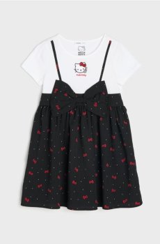 Suknia z Ozdobną Kokardą i Nadrukiem Hello Kitty - різнобарвний