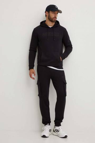 Кофта Guess ALDWIN мужская цвет чёрный с капюшоном с аппликацией Z4YQ12 KAIJ1 Кофта Guess ALDWIN мужская цвет чёрный с капюшоном с аппликацией Z4YQ12 KAIJ1