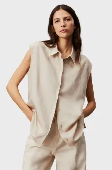 Женская бежевая рубашка LINEN BLEND RELAXED Бежевый 38 Calvin Klein K20K206696