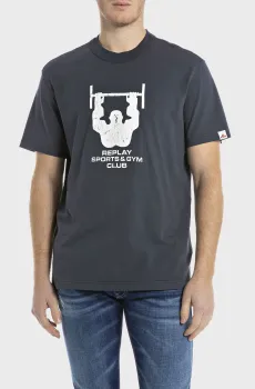 Мужская темно-синяя футболка Синий L Replay M3240 .000.22662G