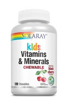 Витамины и минералы для детей Solaray Childrens Chewable Vitamins & Minerals со вкусом черной вишни, 120 жевательных таблеток