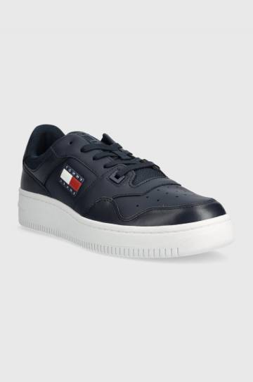 Кожаные кроссовки Tommy Jeans TJM RETRO BASKET ESS цвет чёрный EM0EM01395 Кожаные кроссовки Tommy Jeans TJM RETRO BASKET ESS цвет чёрный EM0EM01395