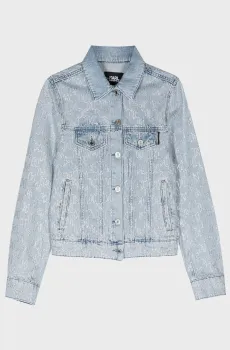 Женская голубая джинсовая куртка с узором KL RHINESTONE Голубой S Karl Lagerfeld 241W1420