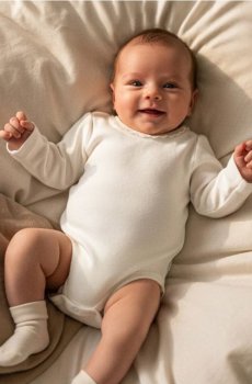 Бавовняне боді - кремовий