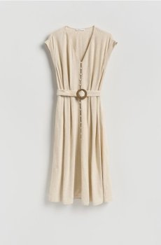 Reserved - Платье с добавлением льна - бежевий - 452JO-08X