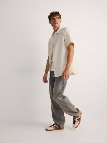 Reserved - Сорочка regular fit з бавовни - бежевий - 245CA-80X Reserved - Сорочка regular fit з бавовни - бежевий - 245CA-80X